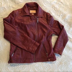 Maroon Michael Kors Leather Jacket, Unique, XL